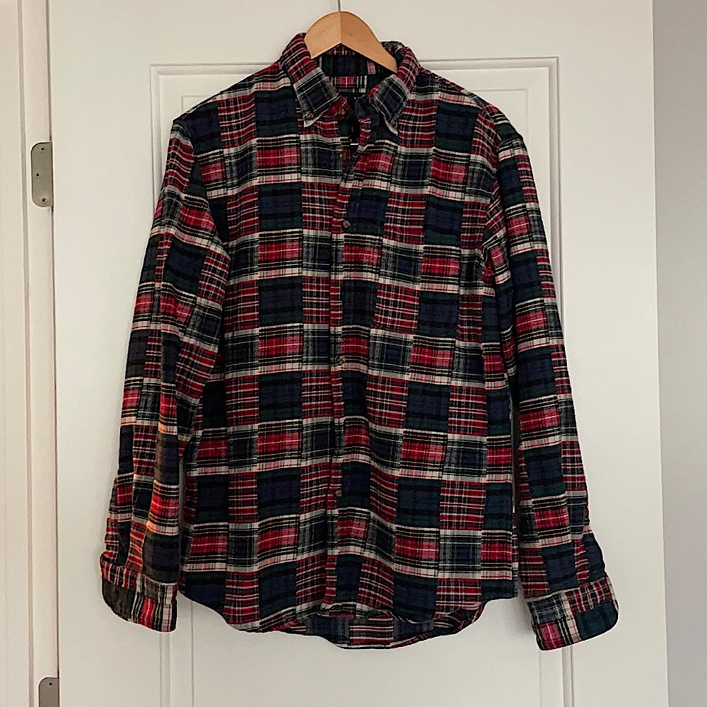 Land’s End Men's Traditional Fit Pattern Flagship Flannel Shirt | size medium